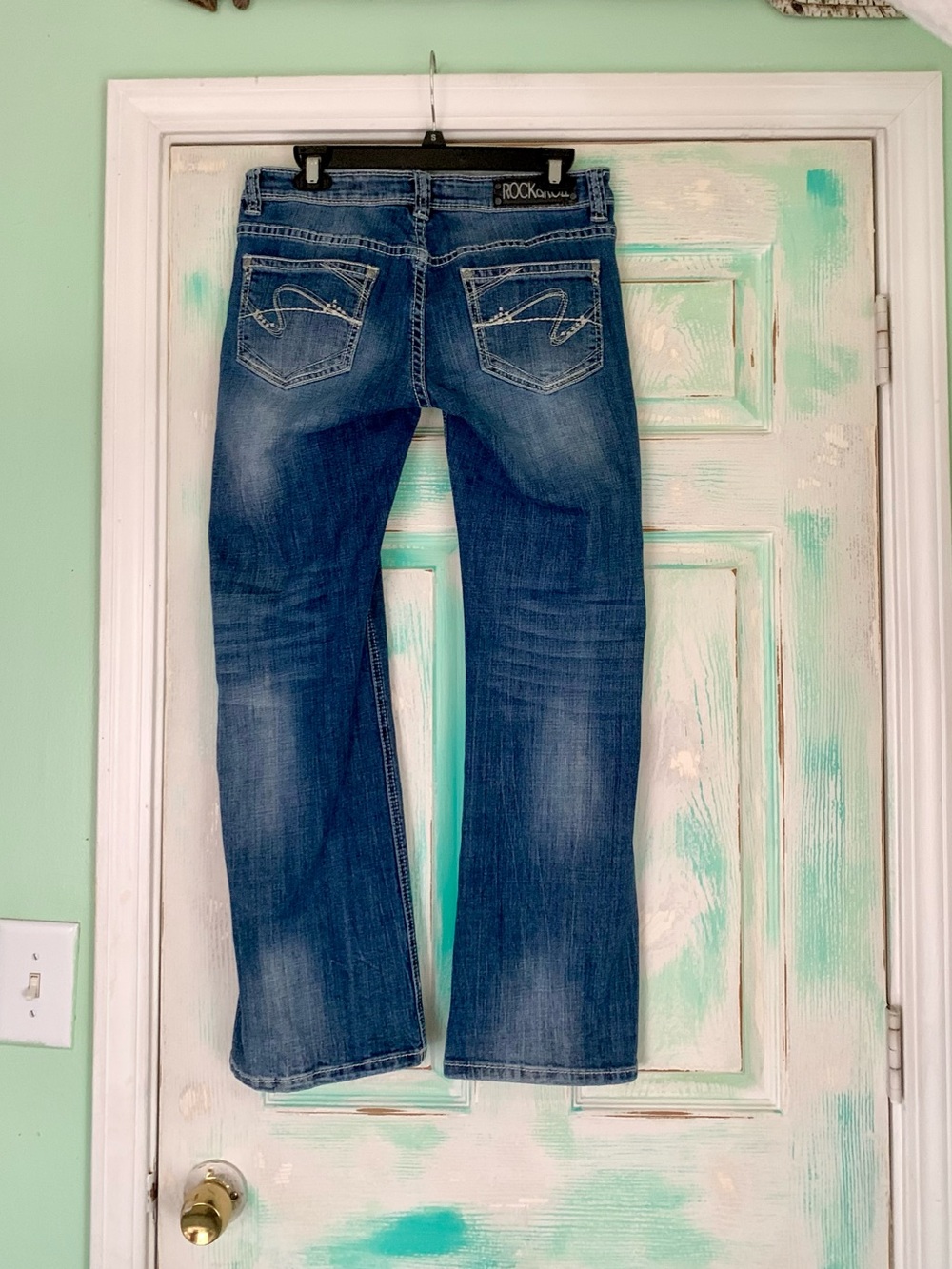 Rock & Roll Cowgirl Medium Wash Denim Riding Jeans Size 30 X 30